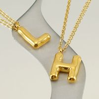 304 Stainless Steel 18K Gold Plated Simple Style Letter Pendant Necklace main image 5