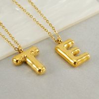 304 Stainless Steel 18K Gold Plated Simple Style Letter Pendant Necklace main image 4