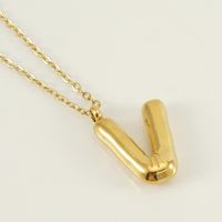 304 Stainless Steel 18K Gold Plated Simple Style Letter Pendant Necklace sku image 22