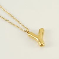 304 Stainless Steel 18K Gold Plated Simple Style Letter Pendant Necklace sku image 25