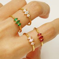 Simple Style Geometric 304 Stainless Steel 18K Gold Plated Zircon Open Rings In Bulk main image 5