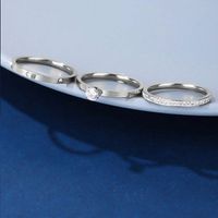 Elegant Solid Color 304 Stainless Steel Gold Plated Zircon Rings In Bulk main image 5