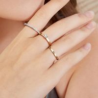 Elegant Solid Color 304 Stainless Steel Gold Plated Zircon Rings In Bulk main image 9
