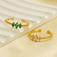 Simple Style Geometric 304 Stainless Steel 18K Gold Plated Zircon Open Rings In Bulk main image 4