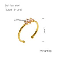 Simple Style Geometric 304 Stainless Steel 18K Gold Plated Zircon Open Rings In Bulk sku image 2