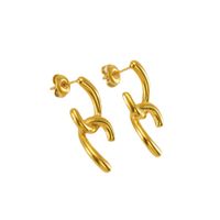 1 Pair Simple Style U Shape 304 Stainless Steel 18K Gold Plated Ear Studs main image 4
