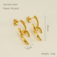 1 Paire Style Simple Forme En U Acier Inoxydable 304 Plaqué Or 18K Boucles D'Oreilles sku image 1