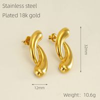 1 Paire Style Simple Forme En U Acier Inoxydable 304 Plaqué Or 18K Boucles D'Oreilles sku image 2