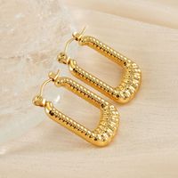 1 Pair Simple Style U Shape 304 Stainless Steel 18K Gold Plated Hoop Earrings main image 5