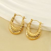 1 Pair Simple Style U Shape 304 Stainless Steel 18K Gold Plated Hoop Earrings main image 6