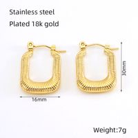 1 Pair Simple Style U Shape 304 Stainless Steel 18K Gold Plated Hoop Earrings sku image 3