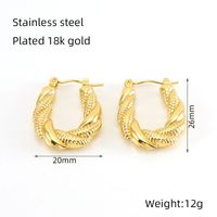 1 Pair Simple Style U Shape 304 Stainless Steel 18K Gold Plated Hoop Earrings sku image 1