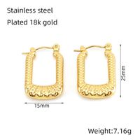1 Pair Simple Style U Shape 304 Stainless Steel 18K Gold Plated Hoop Earrings sku image 2