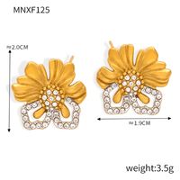 1 Paar Lässig Einfacher Stil Pendeln Blume Überzug Inlay Titan Stahl Strasssteine 18 Karat Vergoldet Ohrstecker sku image 15