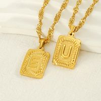 304 Stainless Steel 18K Gold Plated Casual Letter Pendant Necklace main image 5