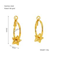 1 Pair Retro Star 304 Stainless Steel 18K Gold Plated Hoop Earrings sku image 4