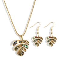 Copper Casual Vacation Plating Leaf Earrings Necklace main image 6