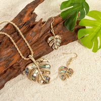 Copper Casual Vacation Plating Leaf Earrings Necklace main image 1