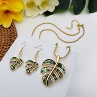 Copper Casual Vacation Plating Leaf Earrings Necklace main image 5