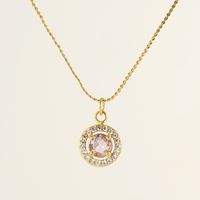 304 Stainless Steel 18K Gold Plated Elegant Simple Style Geometric Zircon Pendant Necklace main image 5
