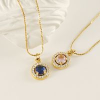 304 Stainless Steel 18K Gold Plated Elegant Simple Style Geometric Zircon Pendant Necklace main image 3