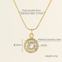 304 Stainless Steel 18K Gold Plated Elegant Simple Style Geometric Zircon Pendant Necklace sku image 1