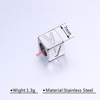 A Pack Of 3 Diameter 7 Mm Hole 5~5.9mm 304 Stainless Steel Letter Beads main image 2