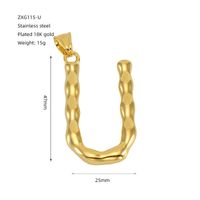 1 Piece 48*34mm 304 Stainless Steel 18K Gold Plated Letter Polished Pendant sku image 22