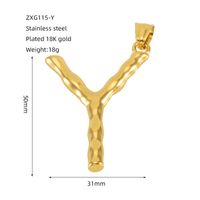 1 Piece 48*34mm 304 Stainless Steel 18K Gold Plated Letter Polished Pendant sku image 26