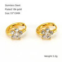 1 Pair Simple Style Flower 304 Stainless Steel Zircon 18K Gold Plated Hoop Earrings main image 2