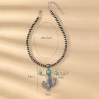 Casual Simple Style Cactus Alloy Turquoise Plating Men's Earrings Necklace main image 2
