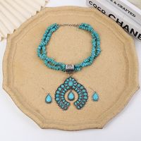 Casual Retro Geometric Alloy Turquoise Plating Unisex Earrings Necklace main image 6
