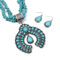 Casual Retro Geometric Alloy Turquoise Plating Unisex Earrings Necklace main image 4