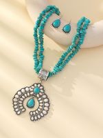 Casual Retro Geometric Alloy Turquoise Plating Unisex Earrings Necklace main image 5