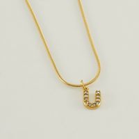 304 Stainless Steel Casual Letter Pendant Necklace sku image 21
