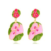 1 Pair Sweet Flower Enamel Zinc Alloy Drop Earrings main image 1