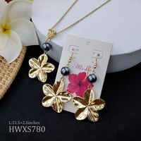 Casual Elegant Flower Alloy Plating Unisex Earrings Necklace main image 5