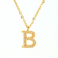 304 Stainless Steel 18K Gold Plated Casual Letter Rhinestones Pendant Necklace sku image 21