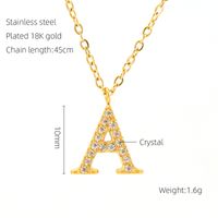 304 Stainless Steel 18K Gold Plated Casual Letter Rhinestones Pendant Necklace main image 2
