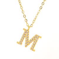 304 Stainless Steel 18K Gold Plated Casual Letter Rhinestones Pendant Necklace main image 4
