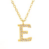 304 Stainless Steel 18K Gold Plated Casual Letter Rhinestones Pendant Necklace sku image 13