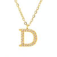304 Stainless Steel 18K Gold Plated Casual Letter Rhinestones Pendant Necklace sku image 23