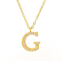 304 Stainless Steel 18K Gold Plated Casual Letter Rhinestones Pendant Necklace sku image 24