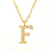 304 Stainless Steel 18K Gold Plated Casual Letter Rhinestones Pendant Necklace sku image 8