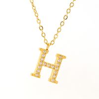 304 Stainless Steel 18K Gold Plated Casual Letter Rhinestones Pendant Necklace sku image 22