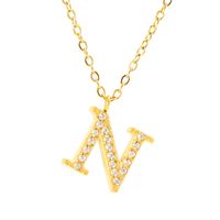 304 Stainless Steel 18K Gold Plated Casual Letter Rhinestones Pendant Necklace sku image 18