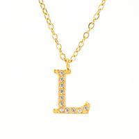 304 Stainless Steel 18K Gold Plated Casual Letter Rhinestones Pendant Necklace sku image 5