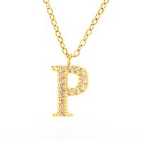 304 Stainless Steel 18K Gold Plated Casual Letter Rhinestones Pendant Necklace sku image 11
