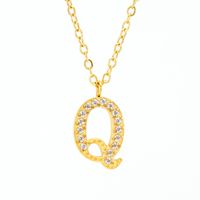 304 Stainless Steel 18K Gold Plated Casual Letter Rhinestones Pendant Necklace sku image 12