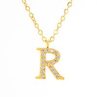 304 Stainless Steel 18K Gold Plated Casual Letter Rhinestones Pendant Necklace sku image 15